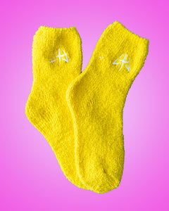 Fuzzy Bright Yellow Socks